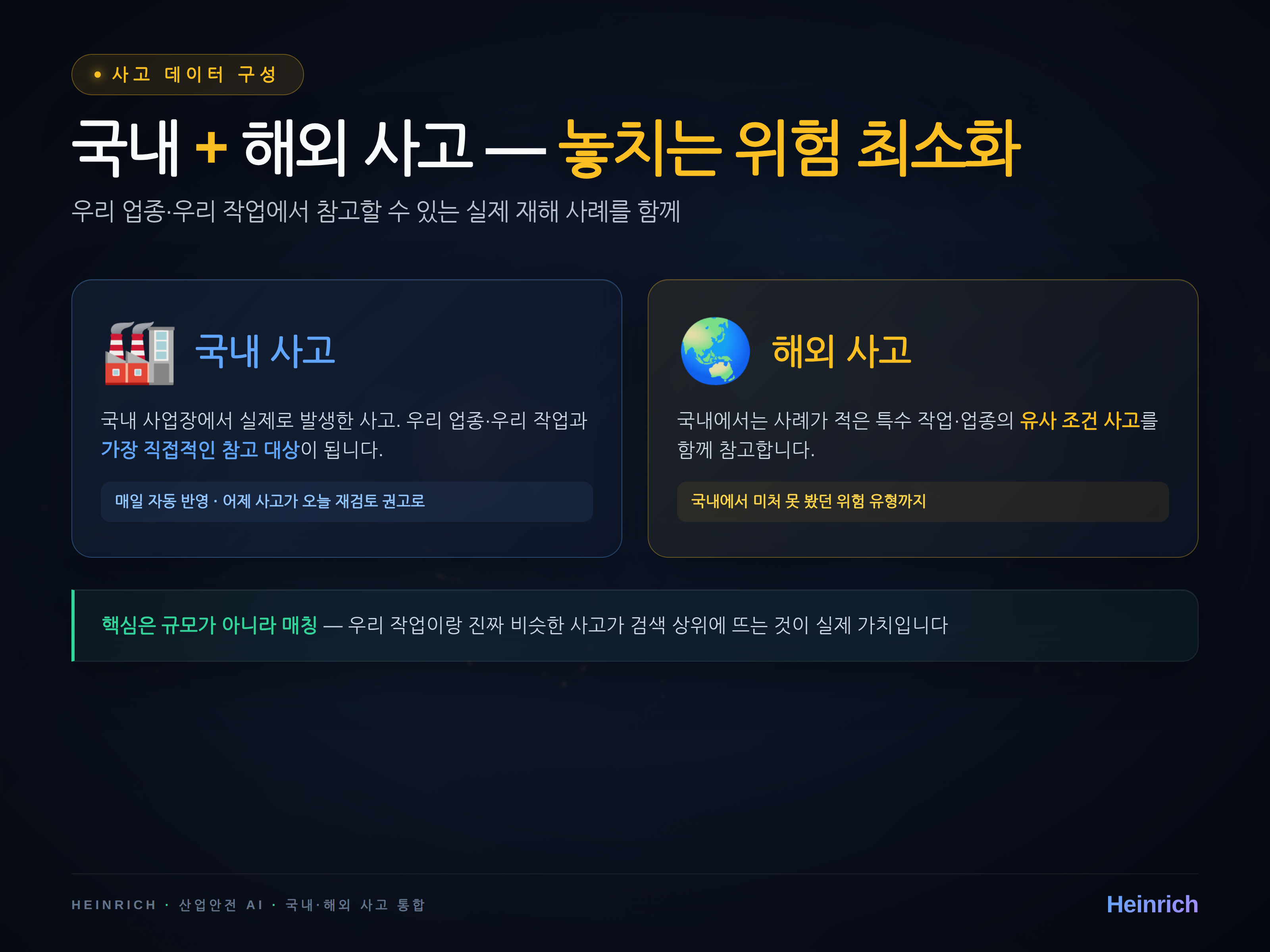 국내 사고 + 해외 사고 = 우리가 참고할 수 있는 실제 재해 사례