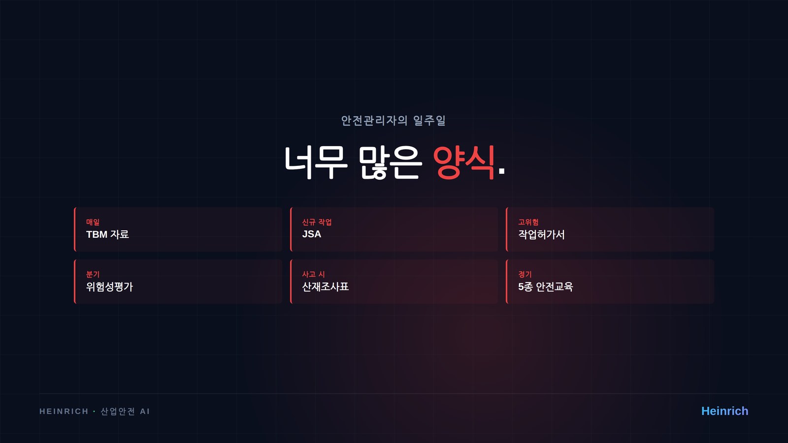 안전관리자의 일주일 양식