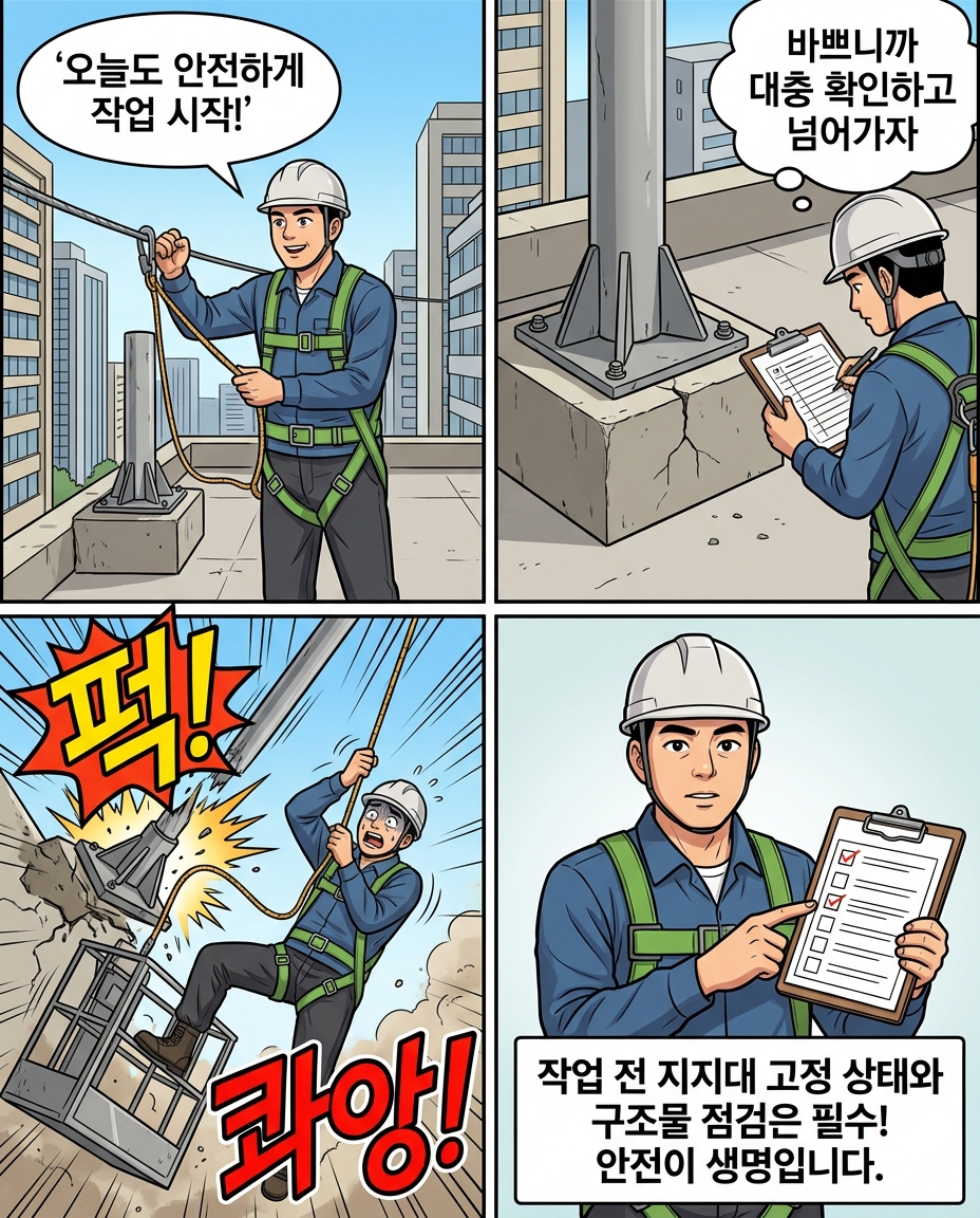 실제 생성된 4컷 만화 — 같은 시나리오, 기-승-전-결 한글 말풍선